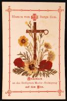 cca 1900 A Szentföld virágai 18 kártya szárított virágokkal. / Flowers of the Holy Land. 18 cards