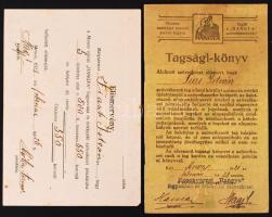 1921 Hangya tagsági könyv + elismervény