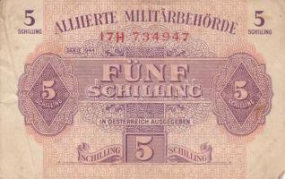 Ausztria / nemzetközi megszállás 1944. 1Sch + 2Sch + 5Sch + 50Sch felülbélyegzéssel + 100Sch felülbé...