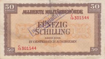 Ausztria / nemzetközi megszállás 1944. 1Sch + 2Sch + 5Sch + 50Sch felülbélyegzéssel + 100Sch felülbé...