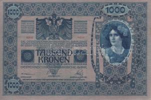 1902. 1000K mindkét oldal azonos, "Deutschösterreich" felülnyomással (4x) ebből 3db egymás...