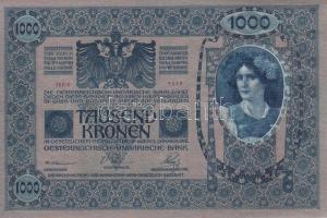 1902. 1000K mindkét oldal azonos, "Deutschösterreich" felülnyomással (4x) ebből 3db egymás...