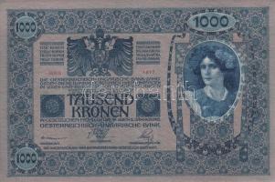 1902. 1000K mindkét oldal azonos, "Deutschösterreich" felülnyomással (4x) ebből 3db egymás...
