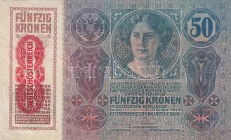 1914. 50K "Deutschösterreich" felülnyomással (4x) ebből 3db egymás utáni sorszámmal, minde...