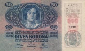 1914. 50K "Deutschösterreich" felülnyomással (4x) ebből 3db egymás utáni sorszámmal, minde...