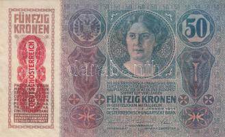 1914. 50K "Deutschösterreich" felülnyomással (4x) ebből 3db egymás utáni sorszámmal, minde...