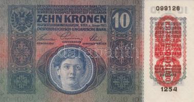 1915. 10K "Deutschösterreich" felülnyomással (5x) ebből 3db-2db egymás utáni sorszámmal T:...