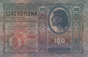 1902. 1000K + 1912. 100K + 1913. 20K I. és II. kiadás, felülbélyegzése nélkül mindegyik T:II,II-,III