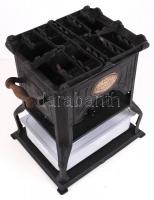 Antik petróleum fém tűzhely, jelzett (Vajk Tibor), jó állapotban 32×32×20 cm