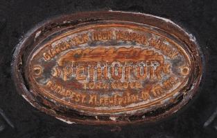 Antik petróleum fém tűzhely, jelzett (Vajk Tibor), jó állapotban 32×32×20 cm