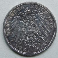 Mémet Birodalom/Császárság/Poroszország 1914. 3M Ag Wilhelm II uniformisban T:2/3