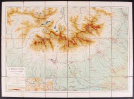 cca 1910 A Magas Tátra vászon turistatérképe nagyon szép  állapotban / Canvas map of the Tatra 50x70 cm