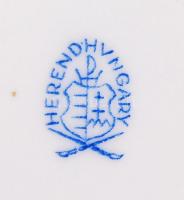 Viktória mintás, kézzel festett és aranyozott, jelzett Herendi tálka / 
Hand painted gold plated tin...