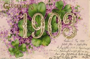 Dombor litho újévi üdvözlőlap