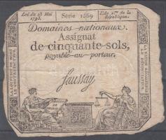 Franciaország 1793. 50S "Assignat" T:III France 1793. 50 Sol "Assignat" C:F