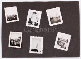 1928 Kis fotók albumlapokon, ereklyés országzászló avatás, Hősök tere, Duna part, stb
