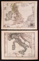 cca 1850 9db térkép, részben festett rézkarc. Stieler's Schul-Atlas, Gotha, Justus Perthes /  9 maps, partly colored etchings. Stieler's Schul-Atlas, Gotha, Justus Perthes, 24,5x31,5cm