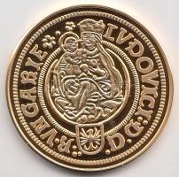 "Magyar aranypénzek utánveretben - II. Lajos aranyforint" aranyozott Ag emlékérem (5.5g/0....