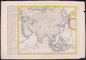 cca 1780 Philippe de Prétot (1710-1787) - Moithey ing. del. - Vallet gravé: Carte Nouvelle d'Asie. Színezett rézkarc (hátoldalán ragasztott) /  Colored etching (repaired on back), 32x46cm
