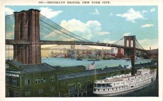 New York Brooklyn Bridge, steam ship