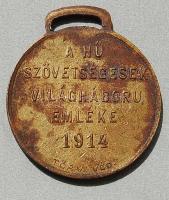 1914. "Ferenc József-Vilmos császár-világháború emlékére" kis Br emlékérem aranyozva T:2