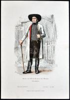 cca 1870 Népek - népviseletek. 11db színezett rézkarc, ill. rézmetszet / 
Nations and their costumes...