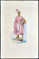 cca 1870 Népek - népviseletek. 11db színezett rézkarc, ill. rézmetszet / 
Nations and their costumes...