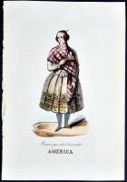 cca 1870 Népek - népviseletek. 11db színezett rézkarc, ill. rézmetszet / 
Nations and their costumes...