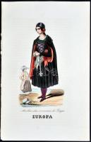 cca 1870 Népek - népviseletek. 11db színezett rézkarc, ill. rézmetszet / 
Nations and their costumes...