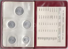 1982. 2f-10Ft 9klf "Magyar Népköztársaság" forgalmi érméi sötétbordó műbőrtokban T:1