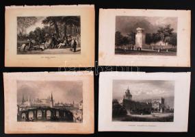 cca 1850 35db acélmetszet különböző európai városokról és tájakról /  35 steel engravings of European cities and landscapes, 16x23-19x29cm