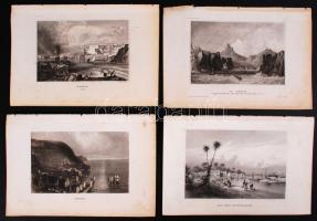 cca 1850 21db acélmetszet a világ különböző városairól és tájairól (Peking, Szent Heléna szigete, Bo...