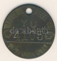 USA 1910-es évek "Carneggie Steel Co." Br belépti biléta, elvesztése esetén 50c bírság volt fizetendő T:3