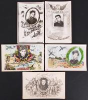 Hajdu János csongrádi fényképész 5 db vintage fotója a katonák szolgálati idejének emlékére készítve, levlap méretben