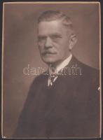 Cca 1925 Székely Aladár (1870-1940): Dr. Hudovernig Károly (1873-1928) elmegyógyász és kórházigazgató vintage portréfotója, kartonra kasírozva, 16x22 cm