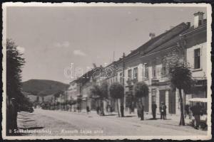 Székelyudvarhely, Kossuth Lajos utca, Ordelt János üzlete / street, shops, pharmacy (EK)