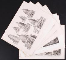 cca 1880 Építészet, 22db acélmetszet, Brockhaus / 
Architecture, 22 steel engravings by Brockhaus, 2...