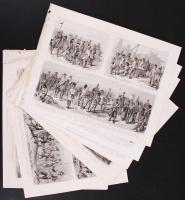 cca 1880 13db acélmetszet katonai egyenruhákról, fegyverekről, csatajelenetekről a Brockhaustól / 
1...