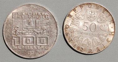 Ausztria 1976. 50Sch "Donauwalzer" (Ag) + 1976. 100Sch "Winterolympiade" (Ag) T:...