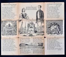 cca 1880 Német verses vallásos történet, kihajtható a túlvilág ábrázolásával. / German poetic print