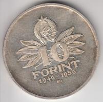 1956. 10Ft Ag "Tízéves a Forint / Magyar Nemzeti Múzeum" T:2,2-