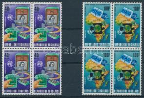 1974 Stamp Exhibition, The UPU is 100 years old, set in block of 4, 1974 Bélyegkiállítás; 100 éves az UPU, sor négyestömbökben