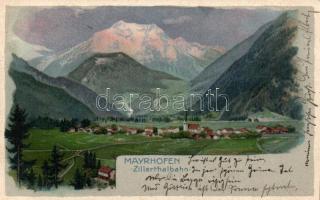 Mayrhofen, Zillertalbahn, litho