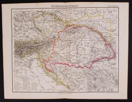 cca 1870 Österreich-Ungarn - Ausztria-Magyarország. Színezett rézkarc, Stielers Schul-Atlas No. 1., Gotha, Justus Perthes /  Austria-Hungary. Colored etching, Stielers Schul-Atlas No. 1, Gotha, Justus Perthes, 24x29cm