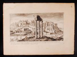 1608 Aegidius Sadeler (1570-1629): Parte del monte Palatino verso il foro Romano al segno... - Forum Romanum. Rézmetszet, papír (ázás nyomaival) /  Roman Forum, copper etching (with patch), 25x35,5cm
