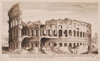 1608 Aegidius Sadeler (1570-1629): Vestigii della parte di fuora dell'Anfiteatro di Tito... - Colosseum. Rézmetszet, papír /  Colosseum, copper etching, 25x35,5cm