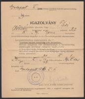 1940 Levente elbocsátó igazolvány és vizsgáló bizottsági határozat