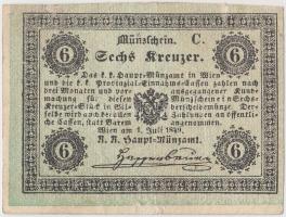 1849. 6Kr "K. K. Hauptmünzamt Münzschein" T:III