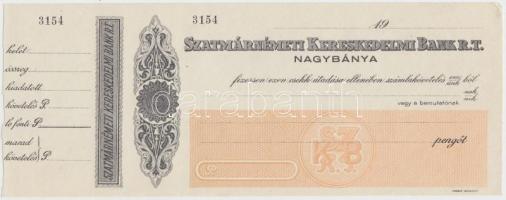 ~1920-1934. "Budapesti Kisipari Hitelintézet Részvénytársaság" + "A Hazai Bank Részvénytársaság Budapesten" + "Szatmárnémeti Kereskedelmi Bank R.T. / Nagybánya"  kitöltetlen csekkjei T:vegyes