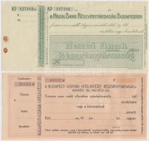 ~1920-1934. "Budapesti Kisipari Hitelintézet Részvénytársaság" + "A Hazai Bank Részvé...